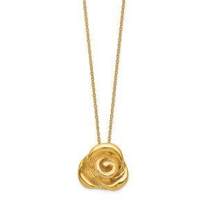 14K Yellow Gold Polished Puffed Rose 18 in Necklace