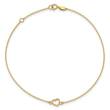 Load image into Gallery viewer, 14K Yellow Gold Textured And Polished Heart 9 in Anklet
