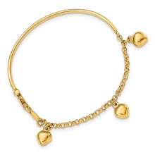 Load image into Gallery viewer, 14K Yellow Gold Polished Dangle Heart Baby Bracelet
