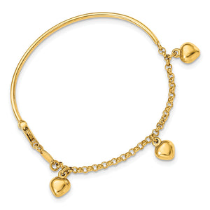 14K Yellow Gold Polished Dangle Heart Baby Bracelet