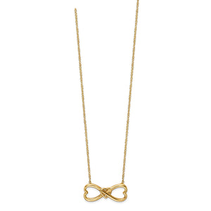 14K Yellow Gold Polished Infinity With Heart Necklace