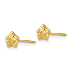 14K Yellow Gold Puffed Star Post Earrings