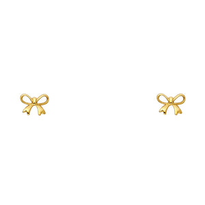 14K Yellow Gold Ribbon Stud Earrings with Screw Backs