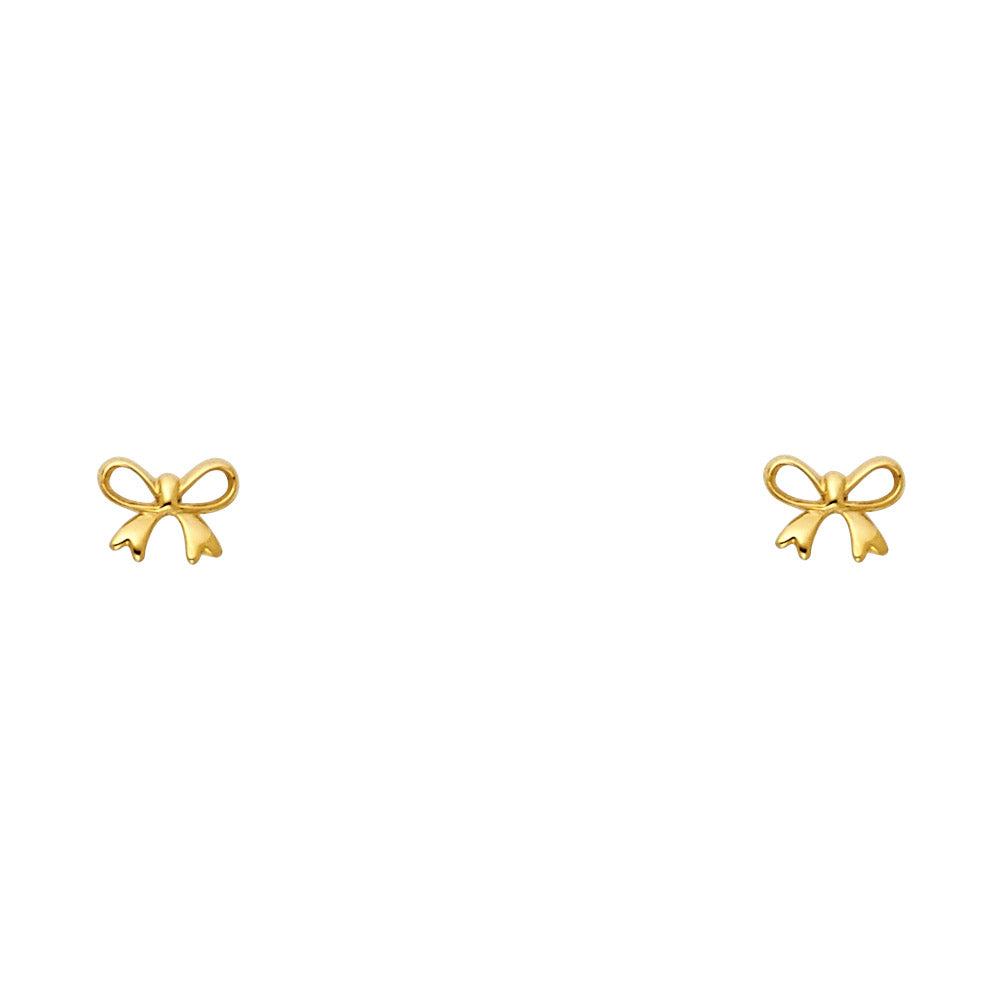 14K Yellow Gold Ribbon Stud Earrings with Screw Backs