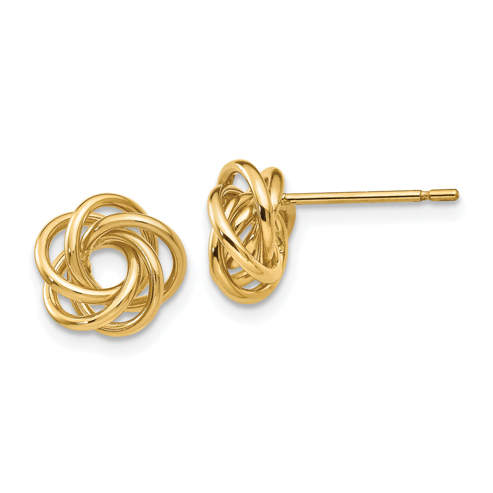 14K Yellow Gold Polished Love Knot Post Earrings